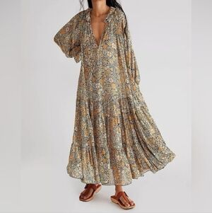 Free People Feeling Groovy Floral Maxi Dress XS Boho Prairie